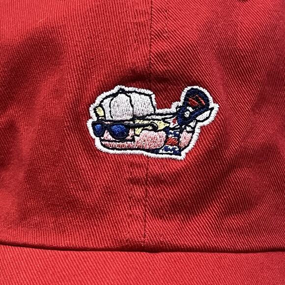 Vineyard Vines Lacrosse Hat Adjustable Red Whale Logo Preppy Strap Back Dad - Picture 2 of 6